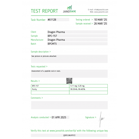 BPC 157 5mg Lab Test Reports